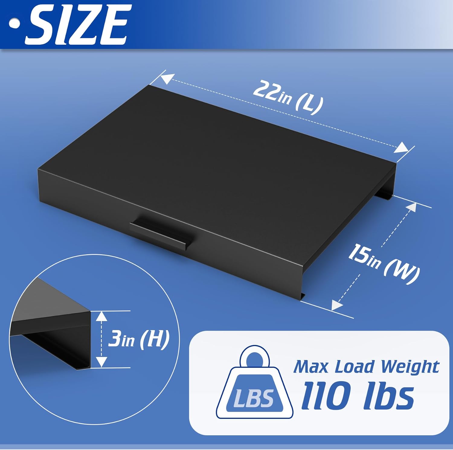 Stove Top Cover with Handles, Heavy Duty Metal Noodle Board Cooktop Cover for Gas/Electric Stove Top, (L 22 x W 15 x H 3) Large Gas Stove Protective Cover for Kitchen Space Expansion